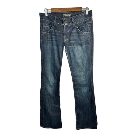 Hudson Womens size 28 Blue Bootcut Jeans Flap Back Pockets British Union Y2K - Picture 1 of 10